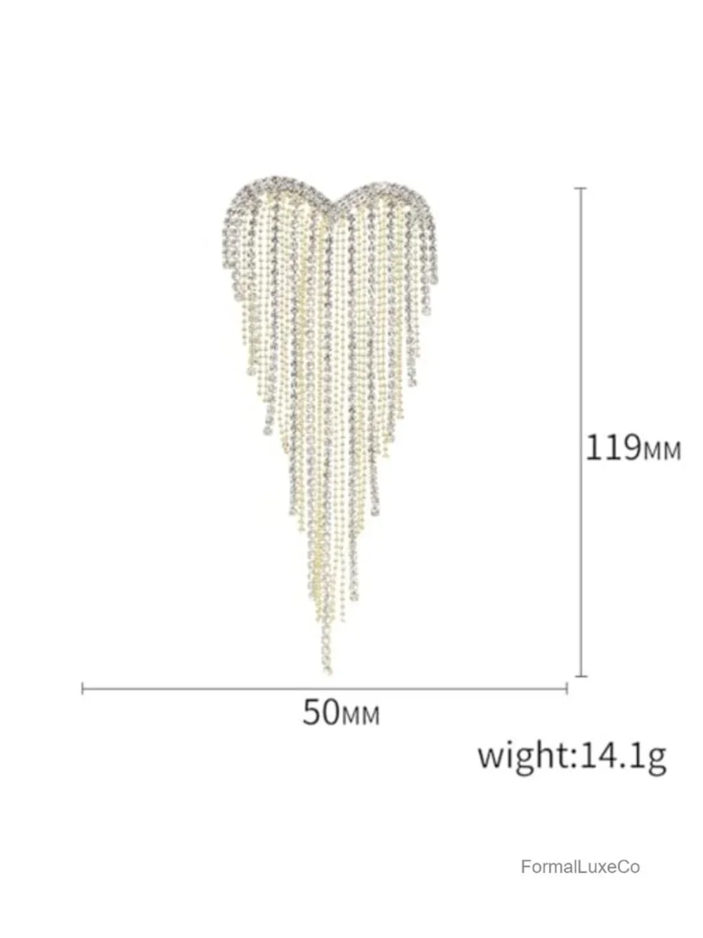 Elegant Red Heart Rhinestone Brooch Pin Women Vintage Crystal Tassel Dress